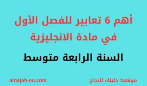 Read more about the article 6 تعابير للفصل الأول في اللغة الإنجليزية السنة الرابعة متوسط